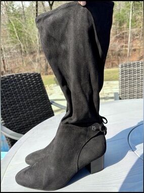 Charter Club Black Faux Suede Jaccque stretch knee-high boots Size 8.5  🖤